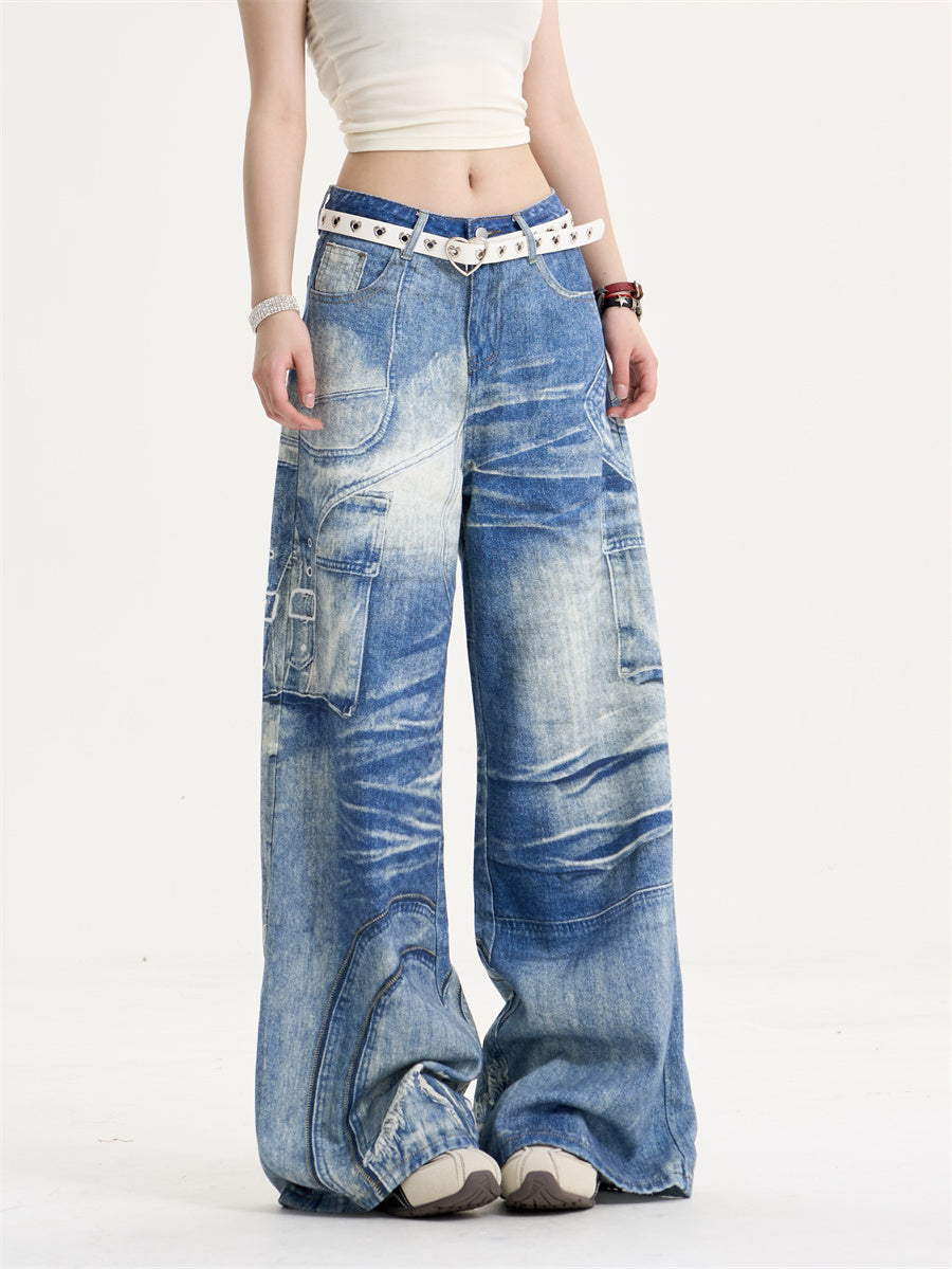 Vintage Wash Blue Baggy Jeans