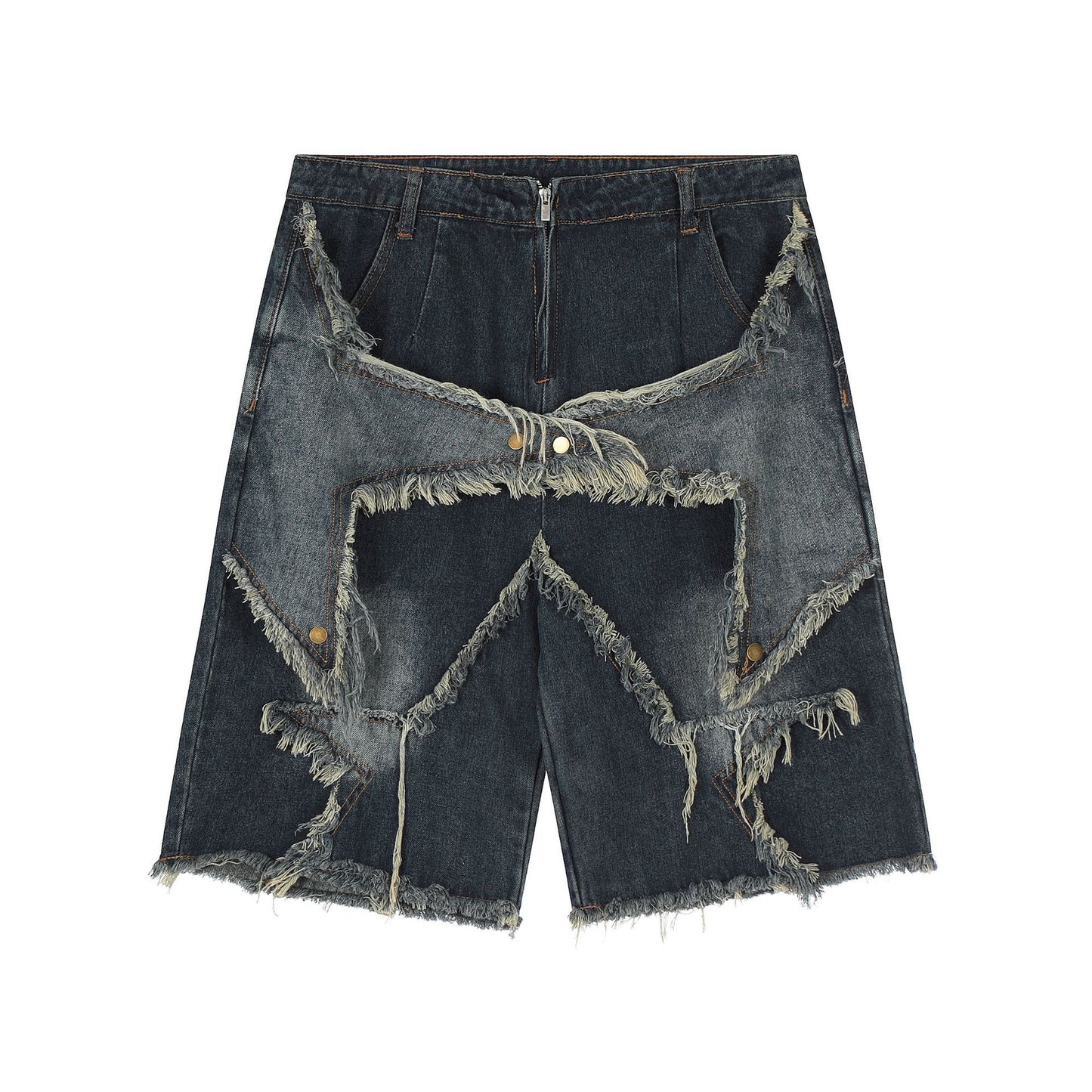 Fractured Edge Denim Shorts