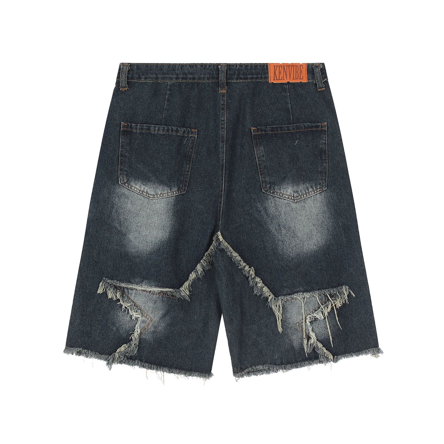 Fractured Edge Denim Shorts