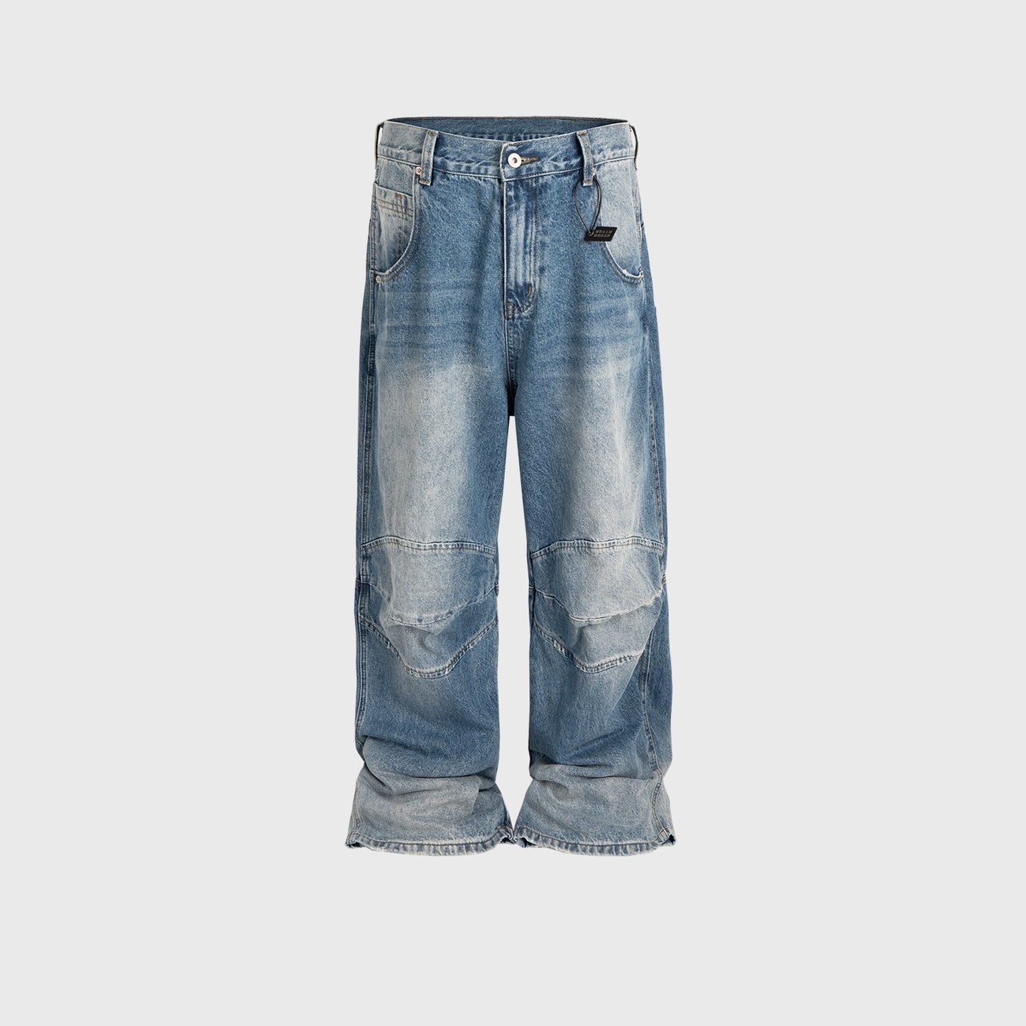 Light Blue Cargo-Style Baggy Jeans