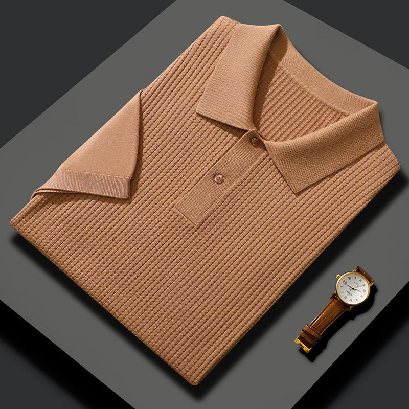Textured knit polo shirt