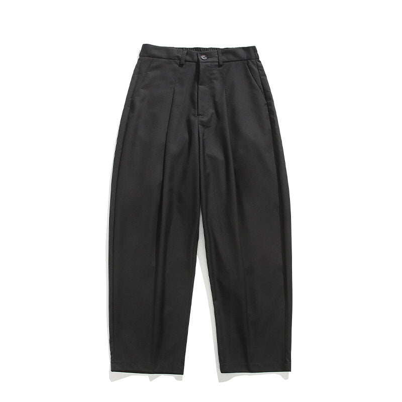 Black wide-leg tailored trousers
