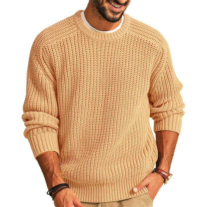 Beige chunky knit crewneck sweater