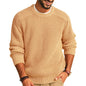 Beige chunky knit crewneck sweater