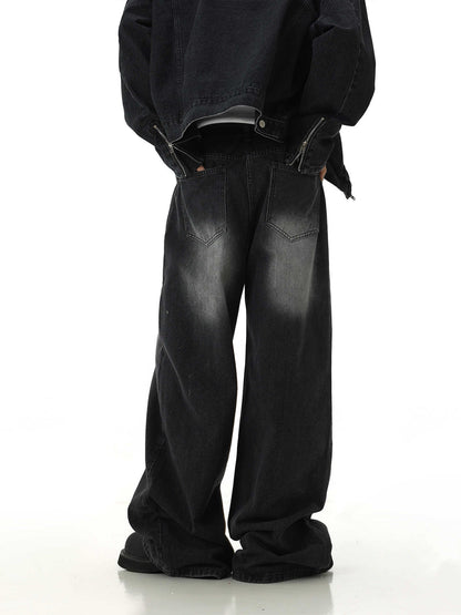 Black washed baggy jeans