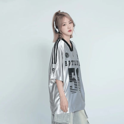 Metallic Numbered Jersey Top