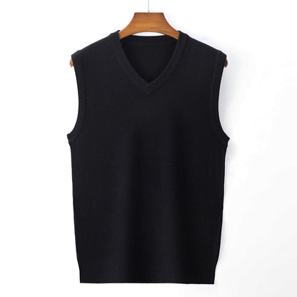 Navy blue V-neck knitted vest
