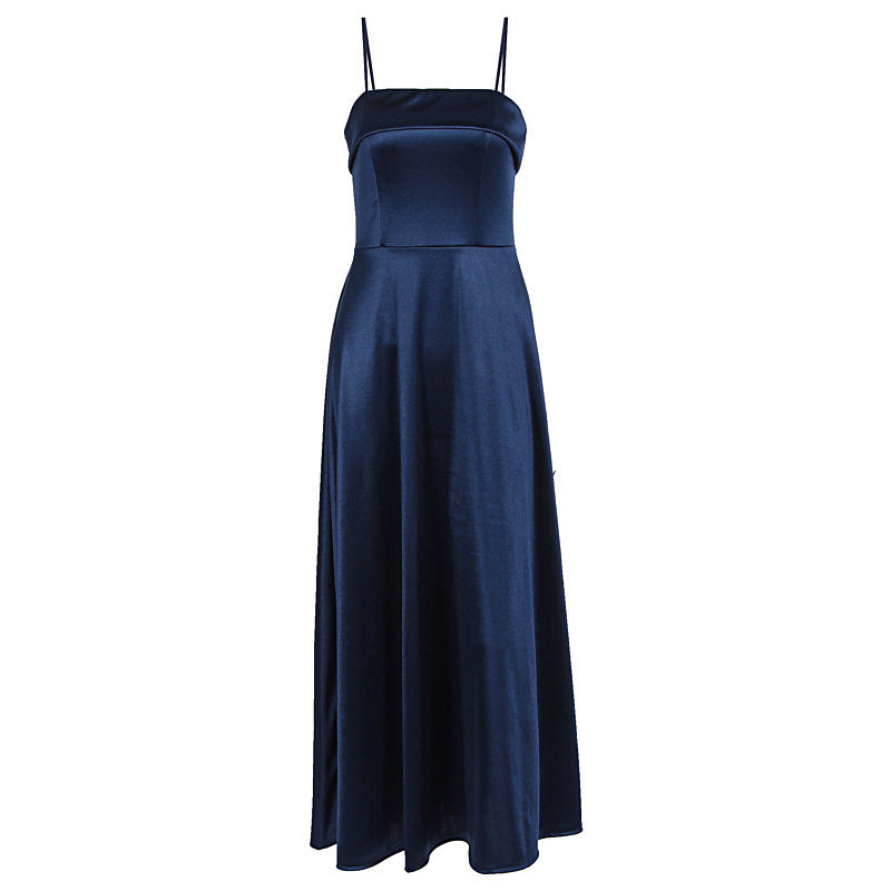 Midnight Satin A-Line Gown
