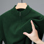 Brown half-zip cashmere sweater