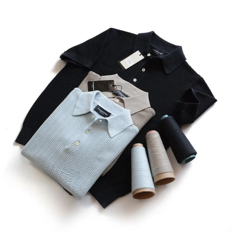 Textured Knit Polo shirt with Classic Collar