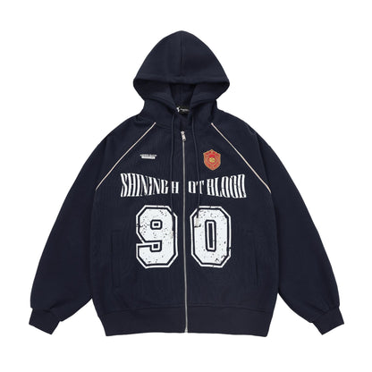 SHINING HOT - Oversized Print Zip Up Hoodie