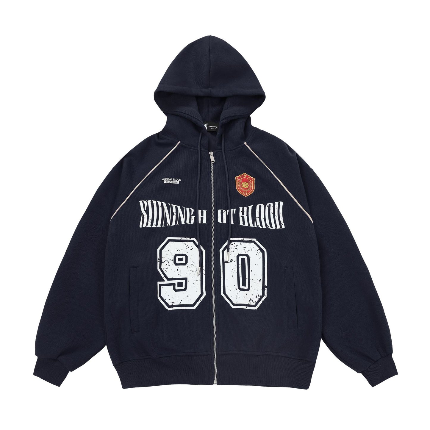 SHINING HOT - Oversized Print Zip Up Hoodie