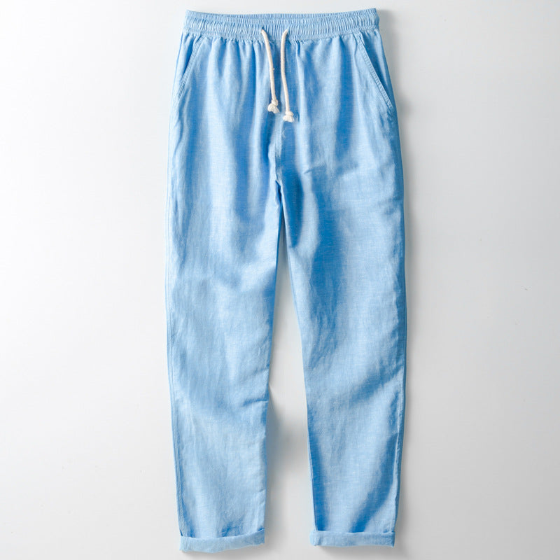 Linen jogger trousers with elastic waistband
