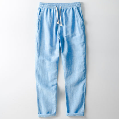 Linen jogger trousers with elastic waistband