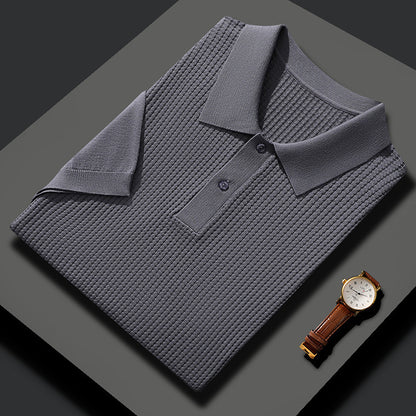 Textured knit polo shirt