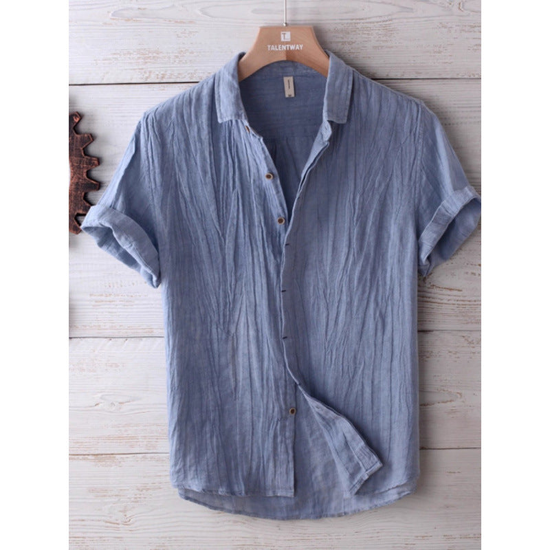 Short-sleeve linen shirt