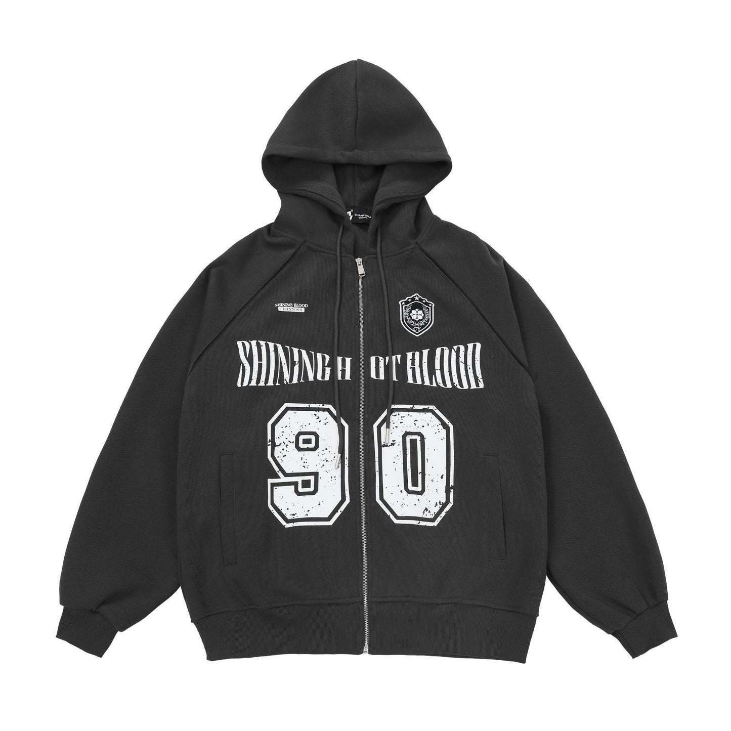SHINING HOT - Oversized Print Zip Up Hoodie