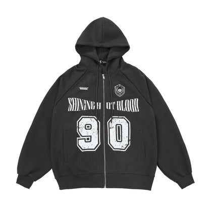SHINING HOT - Oversized Print Zip Up Hoodie