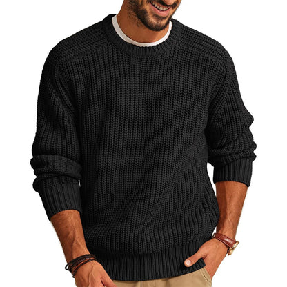 Beige chunky knit crewneck sweater