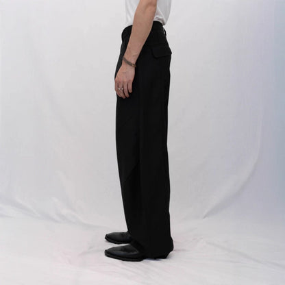 Classic Wide-Leg Black Dress Pants