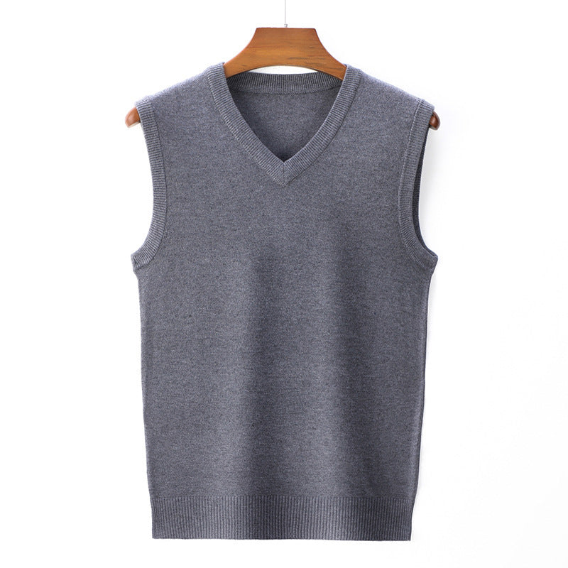 Navy blue V-neck knitted vest