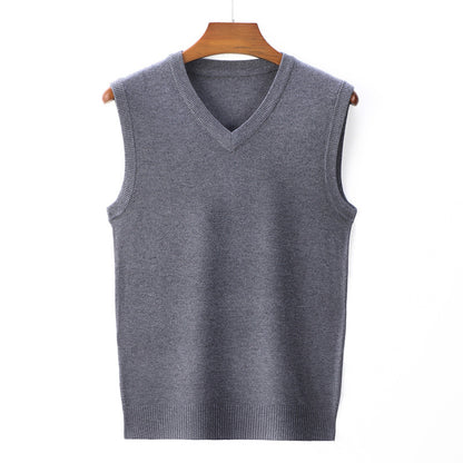 Navy blue V-neck knitted vest