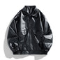 Embroidery New Men's PU Leather Coat