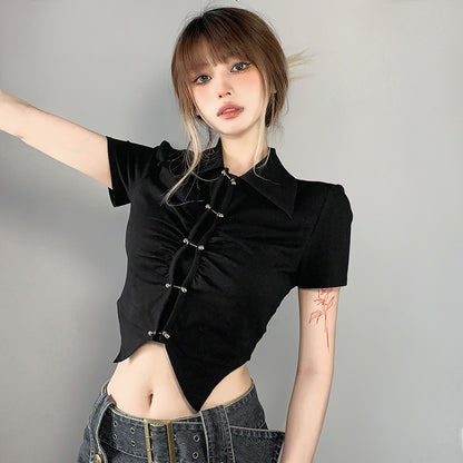 Fitted Button-Up Street Blouse