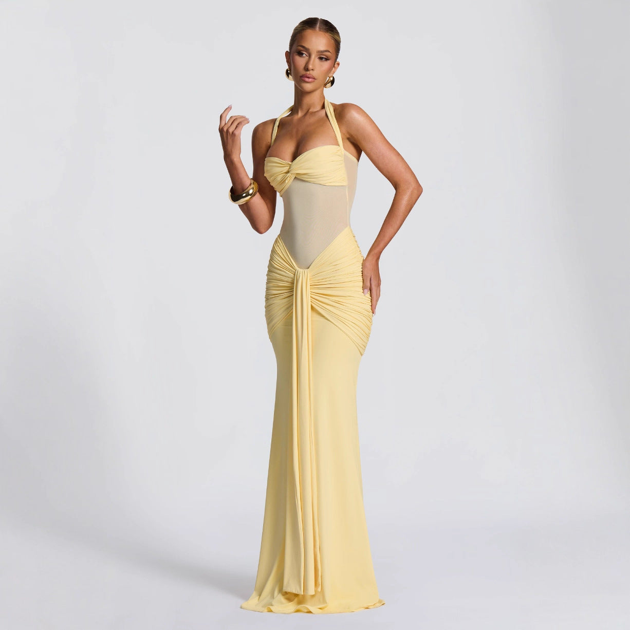 Golden Halter Dress