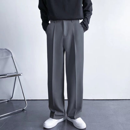 Tailored Black Pleated Trousers with Straight Fit