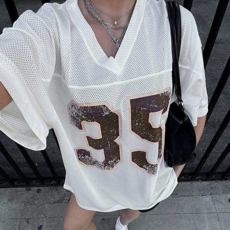 Distressed Print Mesh Jersey 35