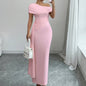 Strapless Solid Color Sleeveless Sheath Dress