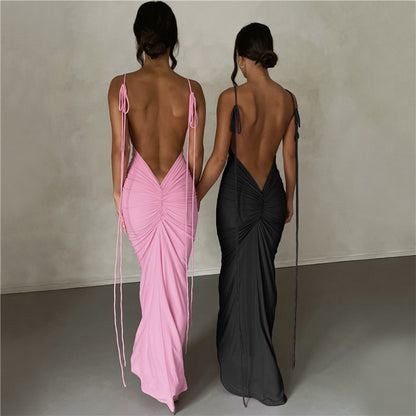 Satin-Trim Bodycon Maxi Dress