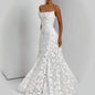 Textured Floral Jacquard Evening Gown