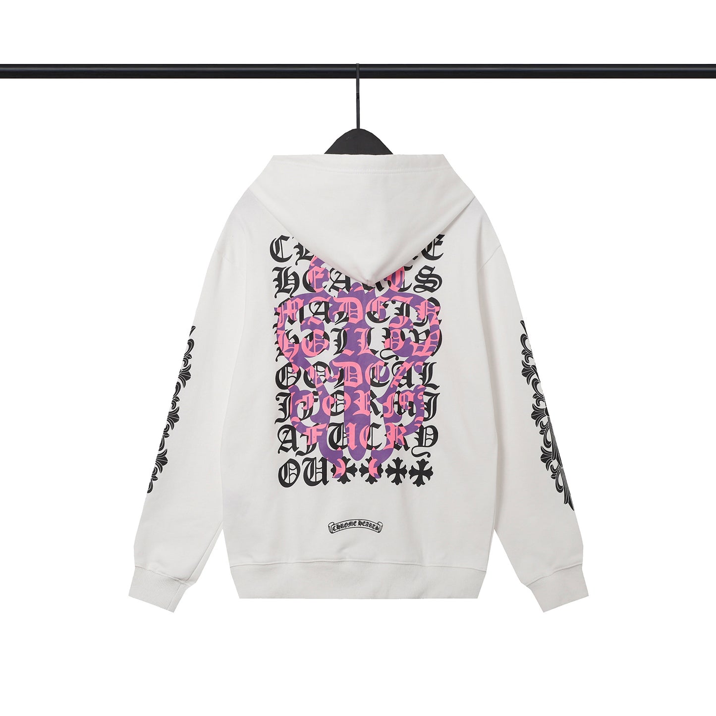Hooded sweatshirt, purple sword letter printed cardigan, zipper casual jacket
