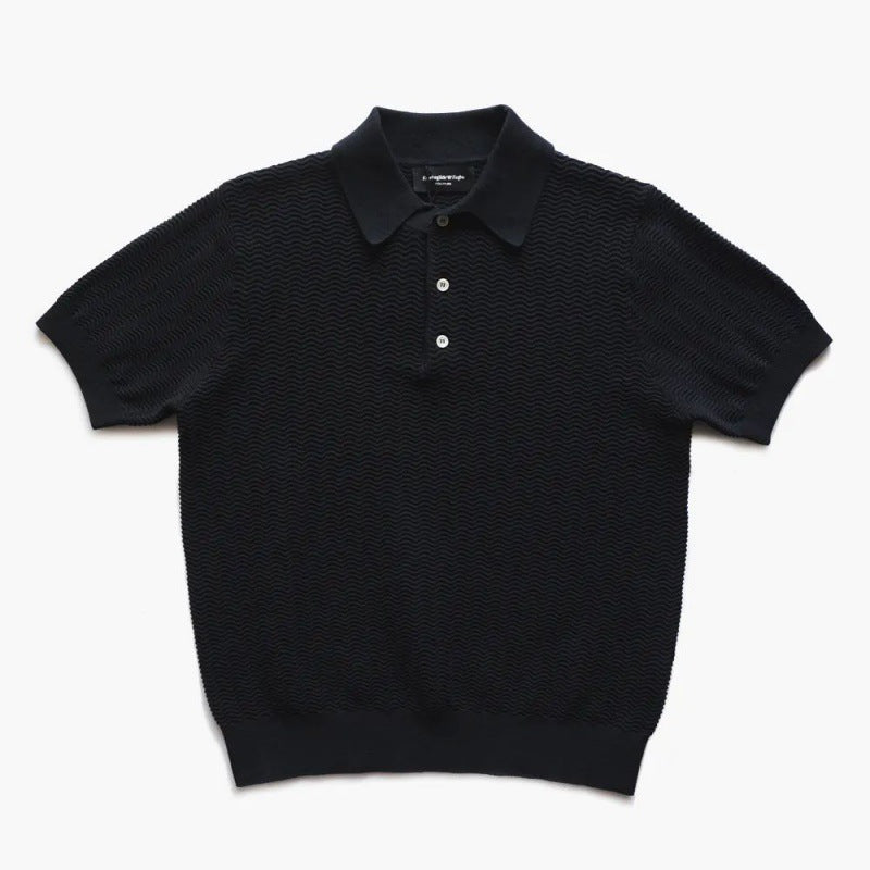 Textured Knit Polo shirt with Classic Collar