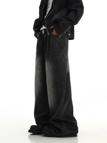 Black washed baggy jeans