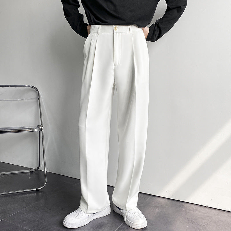 Tailored Black Pleated Trousers with Straight Fit