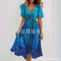 Loose, casual and elegant V-neck floral print dress