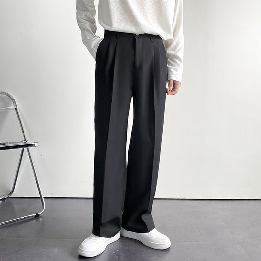 Tailored Black Pleated Trousers with Straight Fit