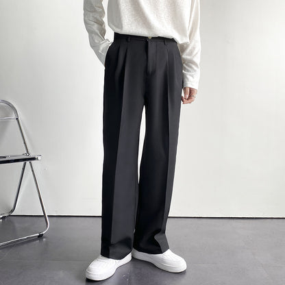Tailored Black Pleated Trousers with Straight Fit