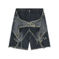 Fractured Edge Denim Shorts