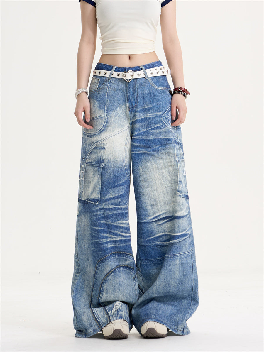 Vintage Wash Blue Baggy Jeans
