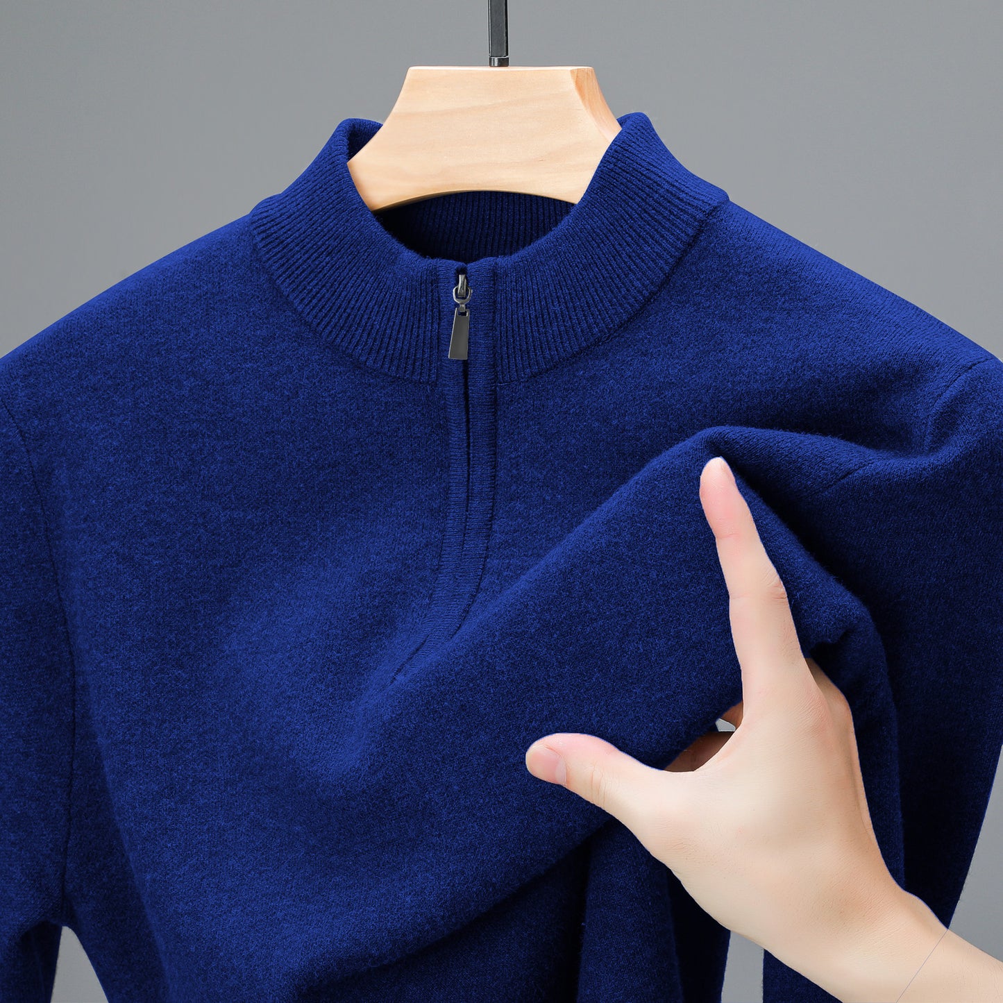 Brown half-zip cashmere sweater