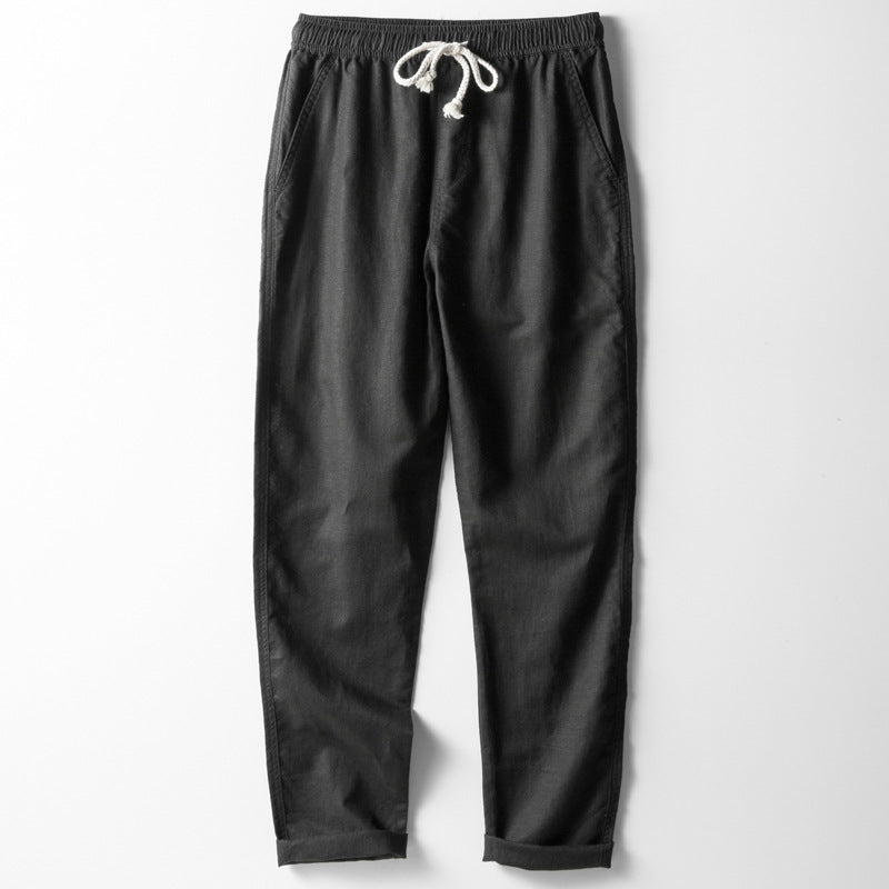 Linen jogger trousers with elastic waistband