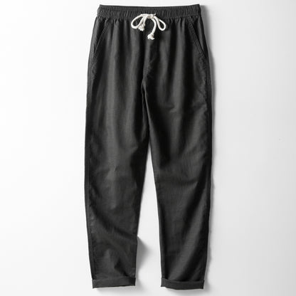 Linen jogger trousers with elastic waistband