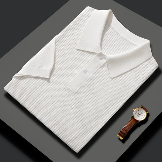 Textured knit polo shirt