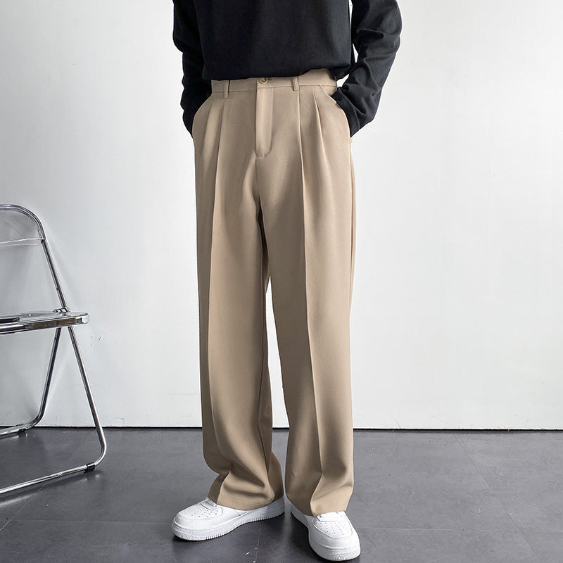 Tailored Black Pleated Trousers with Straight Fit