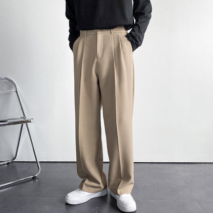 Tailored Black Pleated Trousers with Straight Fit