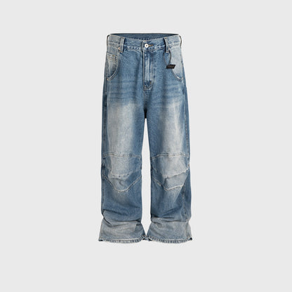 Light Blue Cargo-Style Baggy Jeans